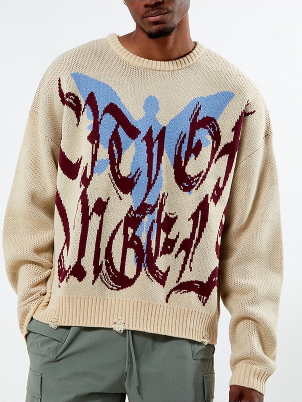Pacsun City Of Angels Cropped Destroyed Sweater Men's Medium